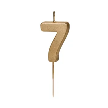 Świeczka – Cyfra “7” – złota, 4.5 cm – Dekoracje imprezowe – Szalony.pl