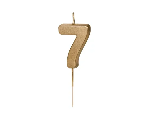 Świeczka - Cyfra "7" - złota, 4.5 cm