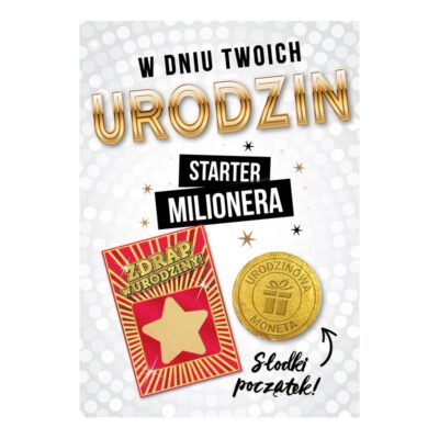 Kartka okolicznościowa – Starter milionera, biała – Kartki na ogólne urodziny – Szalony.pl