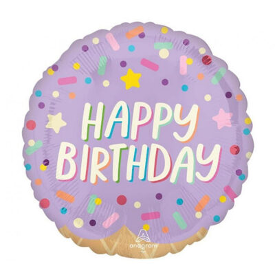 Balon bez helu: Happy Birthday, pączki, 18″ – Balony foliowe – Szalony.pl