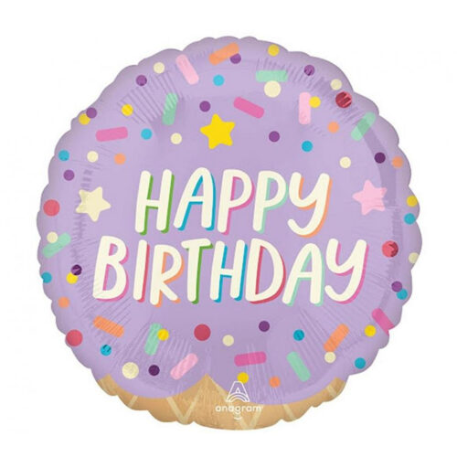 Balon z helem: Happy Birthday, pączki, 18"