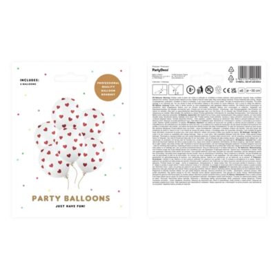 Balony bez helu: Serduszka, Pastel Pure White, 30 cm, opakowanie 6 szt. – Balony bez helu – Szalony.pl