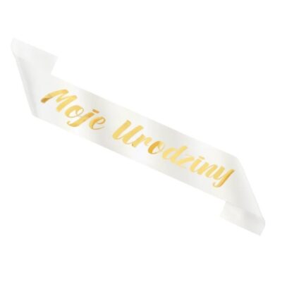 Szarfa – Moje Urodziny, biała – Przebrania imprezowe – Szalony.pl