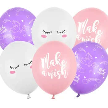 Balony bez helu: Make a wish, 30cm, 6 szt. – Balony gumowe w paczkach – Szalony.pl