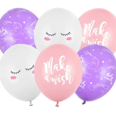 Balony bez helu: Make a wish, 30cm, 6 szt. – Balony gumowe w paczkach – Szalony.pl