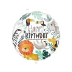 Balon bez helu: Happy Birthday, zwierzaki, 18″ – Balony foliowe – Szalony.pl