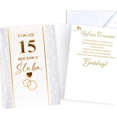 Kartka okolicznościowa – 15 rocznica ślubu – Kartki na rocznicę ślubu – Szalony.pl