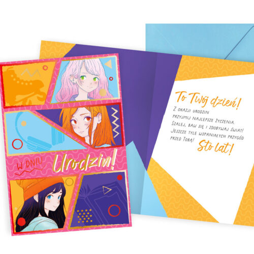 Kartka urodzinowa - Anime, 3dziewczyny