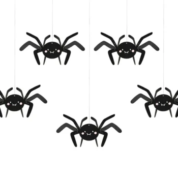 Dekoracja papierowa – Pająki 27×17 cm, czarny 5szt – Dekoracje na Halloween – Szalony.pl
