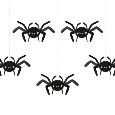 Dekoracja papierowa – Pająki 27×17 cm, czarny 5szt – Dekoracje na Halloween – Szalony.pl