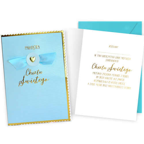 Kartka okolicznościowa - Chrzest, niebieska