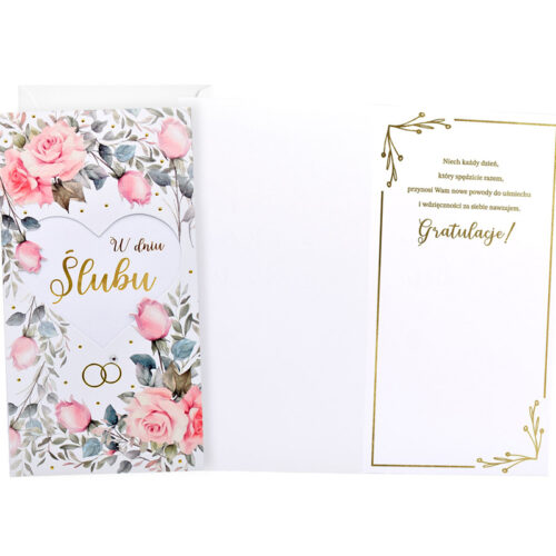 Kartka okolicznościowa - Ślub, róże kolor