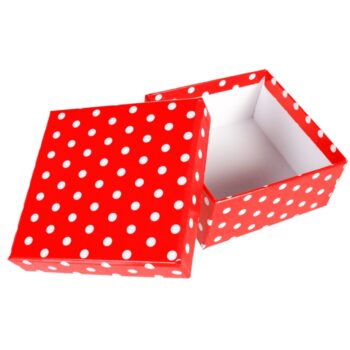 Pudełko prezentowe – Czerwone w kropki, 22,5×22 cm – Pudełka prezentowe – Szalony.pl