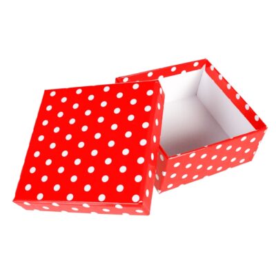 Pudełko prezentowe – Czerwone w kropki, 22,5×22 cm – Pudełka prezentowe – Szalony.pl
