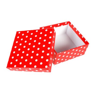 Pudełko prezentowe – Czerwone w kropki, 22,5×22 cm – Pudełka prezentowe – Szalony.pl