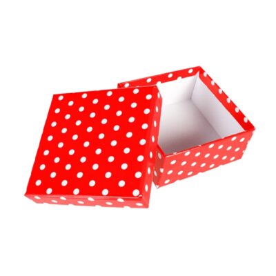 Pudełko prezentowe – Czerwone w kropki, 22,5×22 cm – Pudełka prezentowe – Szalony.pl