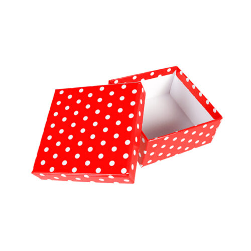 Pudełko prezentowe - Czerwone w kropki, 12x12 cm