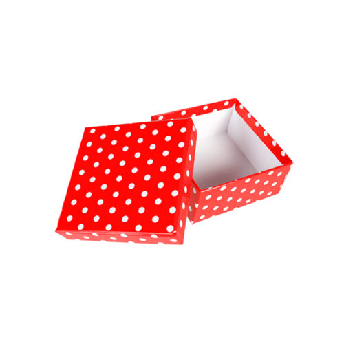 Pudełko prezentowe - Czerwone w kropki, 8x8 cm