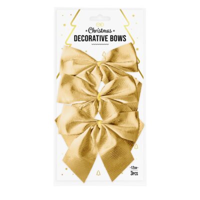 Kokardy świąteczne – złote, 12x10cm 3szt. – Dekoracje na Boże Narodzenie – Szalony.pl