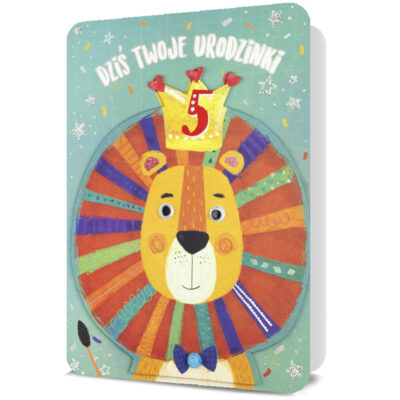 Kartka urodzinowa – Lew, naklejki z cyferkami – Kartki urodzinowe – Szalony.pl