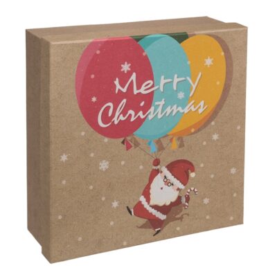 Pudełko prezentowe – Mikołaj z balonami, 22,5×22,5 cm – Pudełka prezentowe – Szalony.pl