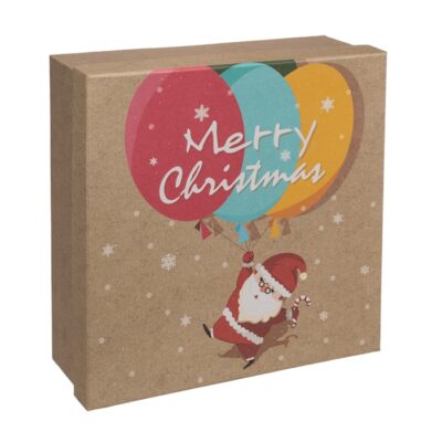 Pudełko prezentowe – Mikołaj z balonami, 22,5×22,5 cm – Pudełka prezentowe – Szalony.pl