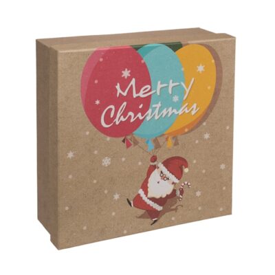 Pudełko prezentowe – Mikołaj z balonami, 22,5×22,5 cm – Pudełka prezentowe – Szalony.pl