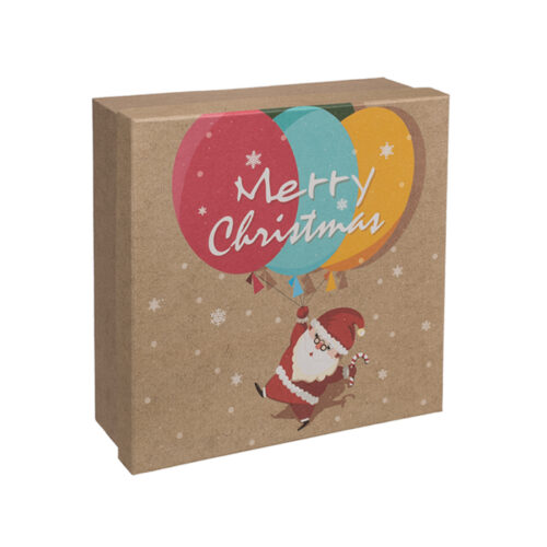 Pudełko prezentowe - Mikołaj z balonami, 14x14 cm