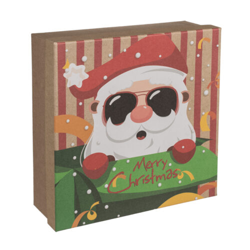 Pudełko prezentowe - Mikołaj w okularach, 20x20 cm