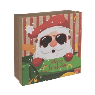 Pudełko prezentowe – Mikołaj w okularach, 22,5×22,5 cm – Pudełka prezentowe – Szalony.pl