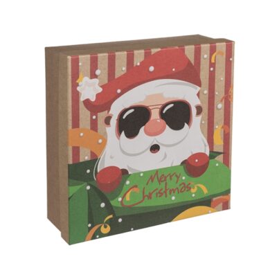 Pudełko prezentowe – Mikołaj w okularach, 22,5×22,5 cm – Pudełka prezentowe – Szalony.pl