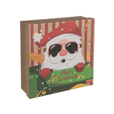 Pudełko prezentowe – Mikołaj w okularach, 22,5×22,5 cm – Pudełka prezentowe – Szalony.pl