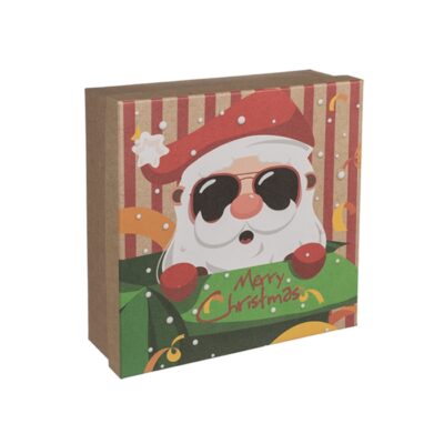 Pudełko prezentowe – Mikołaj w okularach, 22,5×22,5 cm – Pudełka prezentowe – Szalony.pl