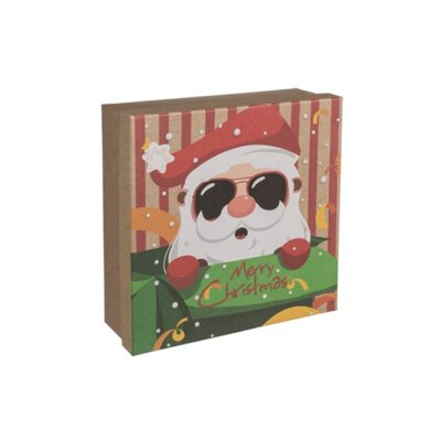 Pudełko prezentowe – Mikołaj w okularach, 22,5×22,5 cm – Pudełka prezentowe – Szalony.pl