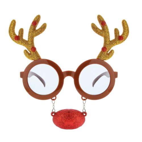 Okulary - Renifer z rogami i nosem