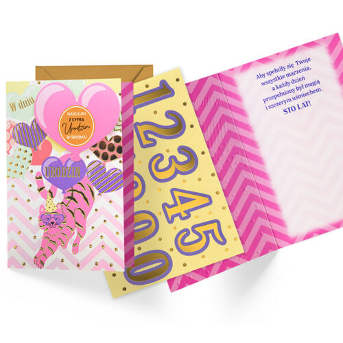 Kartka urodzinowa - Pantera, naklejki z cyferkami