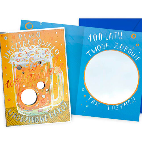 Kartka urodzinowa - Piwo, lusterko