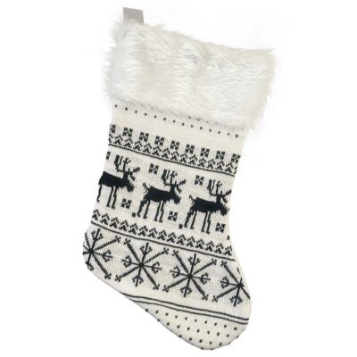 Skarpeta świąteczna – Renifery, biała – Prezent na Boże Narodzenie – Szalony.pl