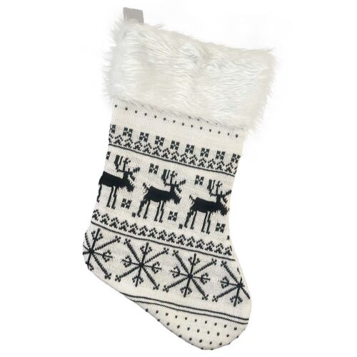 Skarpeta świąteczna - Renifery, biała
