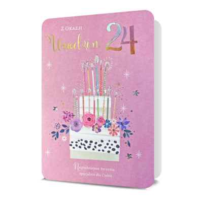 Kartka urodzinowa – Róż, tort, naklejki – Wszystkie produkty – Szalony.pl