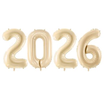 Balony z helem: Zestaw Sylwestrowy “2026” – beżowe, 72 cm – Balony z helem (Trójmiasto) – Szalony.pl
