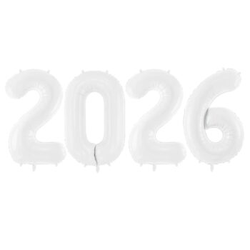 Balony z helem: Zestaw Sylwestrowy “2026” – biały, 86 cm – Balony z helem (Trójmiasto) – Szalony.pl