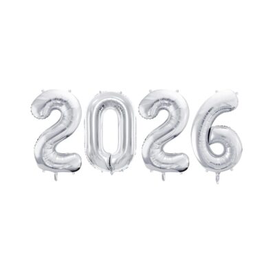 Zestaw Cyfr na powietrze “2026” – srebrne, 35 cm – Dekoracje imprezowe – Szalony.pl