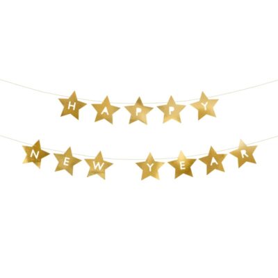Baner – Happy New Year gwiazdki, 290×17 cm – Dekoracje imprezowe – Szalony.pl