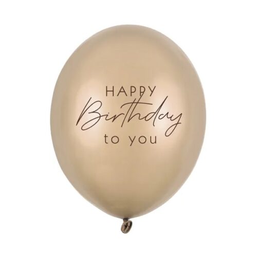 Balon z helem: Happy birthday - Cold gold, 30cm