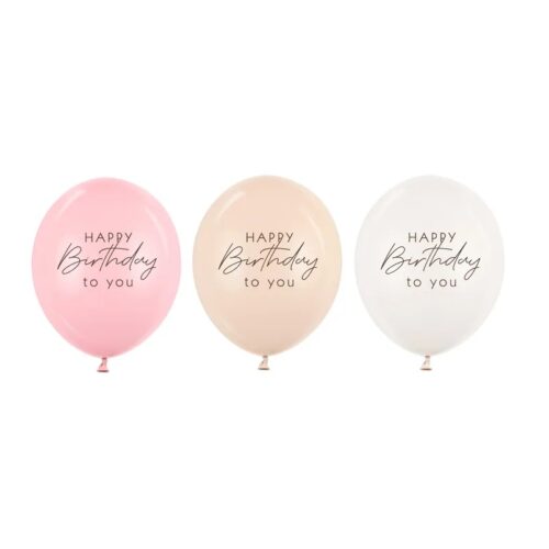 Balon z helem: Happy Birthday – mix różowy, 30cm