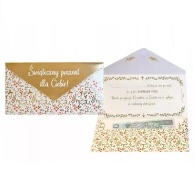 Koperta podarunkowa – Świąteczna, złota – Kartki okolicznościowe – Szalony.pl