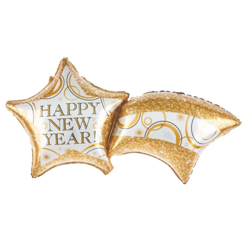 Balon bez helu: Spadająca Gwiazda Happy New Year, 106x55cm