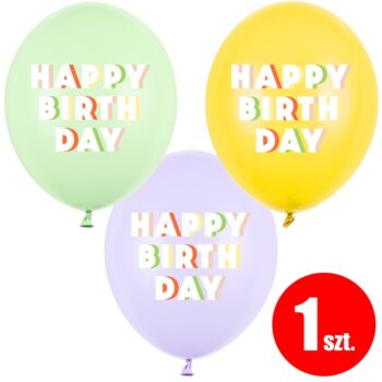 Balon z helem: Happy Birthday, 30 cm, mix, (1 szt.) – Balony z helem (Trójmiasto) – Szalony.pl