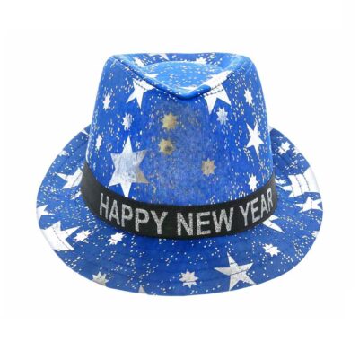 Kapelusz – Happy New Year, niebieski w gwiazdki – Przebrania imprezowe – Szalony.pl